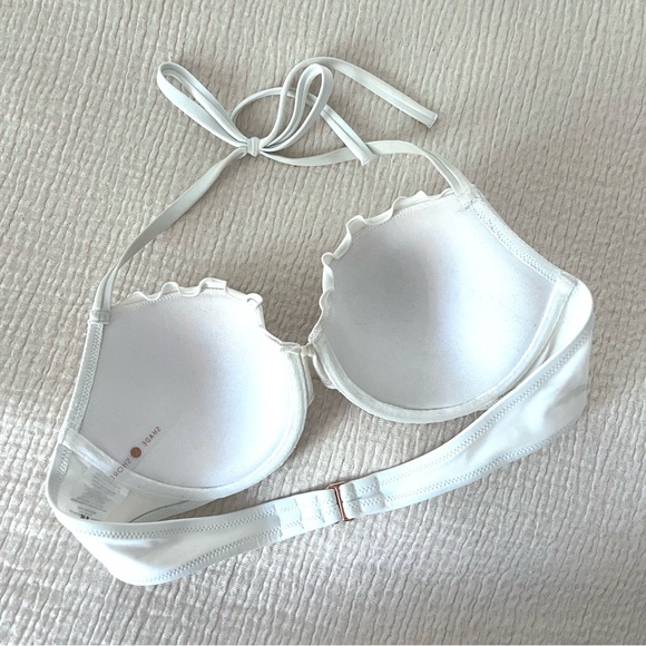 Shade & Shore White Ruffle Push-up Halter Bikini Top - Picture 2 of 3